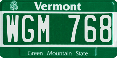 VT license plate WGM768