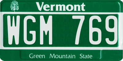 VT license plate WGM769