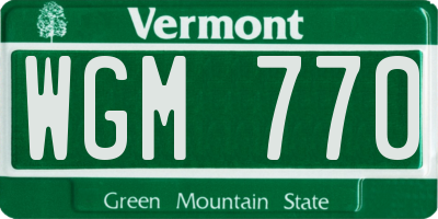 VT license plate WGM770