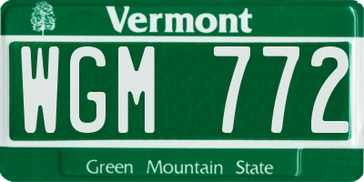 VT license plate WGM772