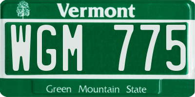 VT license plate WGM775