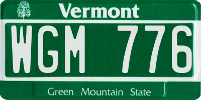 VT license plate WGM776
