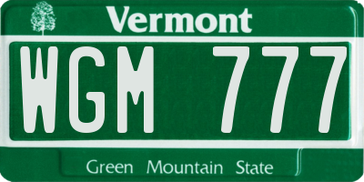 VT license plate WGM777