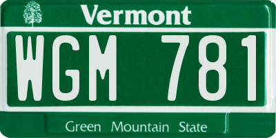 VT license plate WGM781