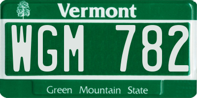 VT license plate WGM782