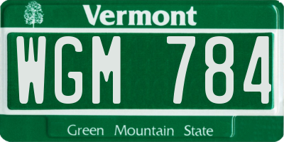 VT license plate WGM784