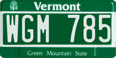 VT license plate WGM785