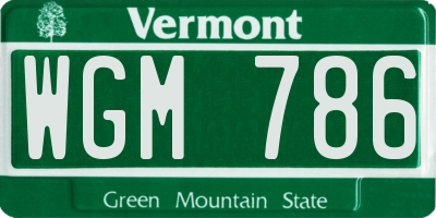 VT license plate WGM786