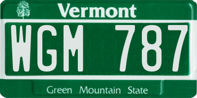 VT license plate WGM787