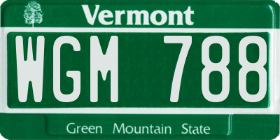 VT license plate WGM788