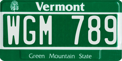 VT license plate WGM789