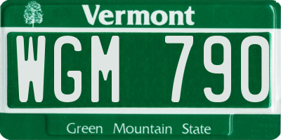 VT license plate WGM790