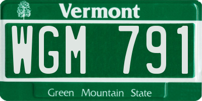VT license plate WGM791