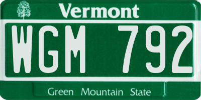 VT license plate WGM792