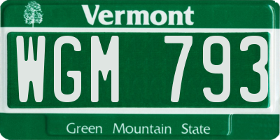 VT license plate WGM793