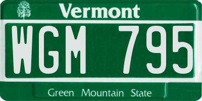 VT license plate WGM795