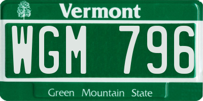 VT license plate WGM796