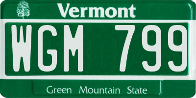 VT license plate WGM799