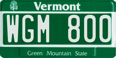 VT license plate WGM800