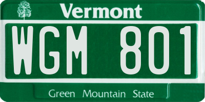 VT license plate WGM801