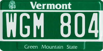 VT license plate WGM804