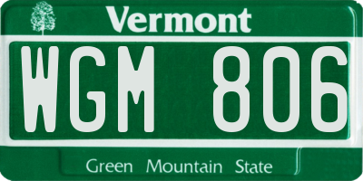 VT license plate WGM806