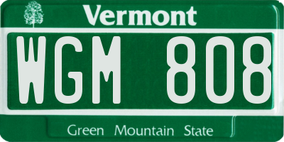 VT license plate WGM808