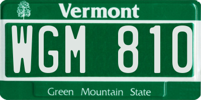 VT license plate WGM810
