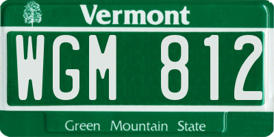 VT license plate WGM812