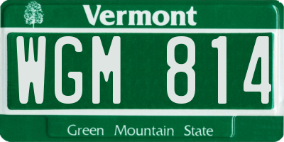 VT license plate WGM814