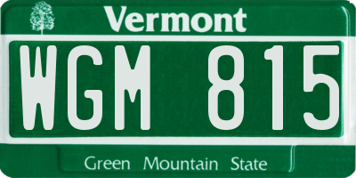 VT license plate WGM815