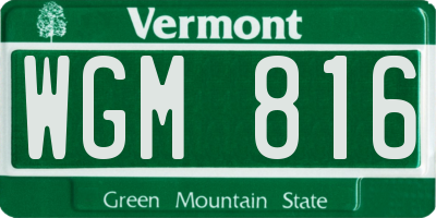 VT license plate WGM816