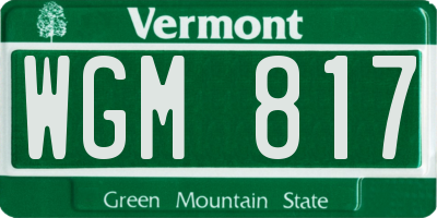 VT license plate WGM817