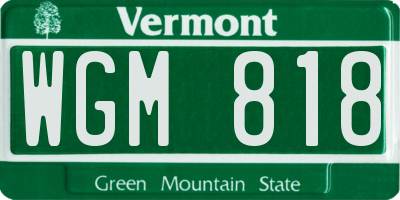 VT license plate WGM818