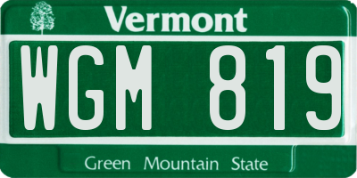 VT license plate WGM819