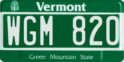 VT license plate WGM820