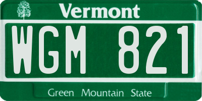 VT license plate WGM821