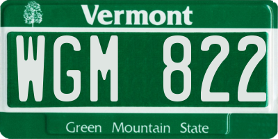 VT license plate WGM822