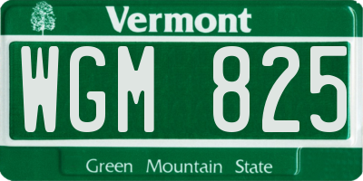 VT license plate WGM825