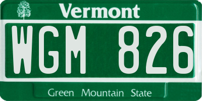 VT license plate WGM826