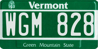 VT license plate WGM828