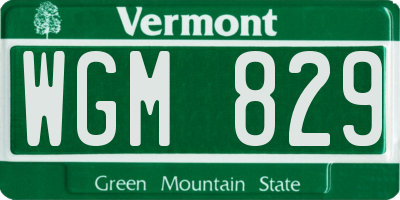 VT license plate WGM829