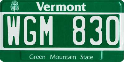 VT license plate WGM830