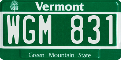 VT license plate WGM831