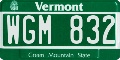 VT license plate WGM832
