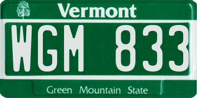 VT license plate WGM833