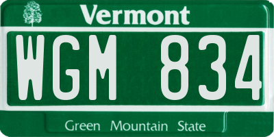 VT license plate WGM834