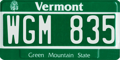 VT license plate WGM835