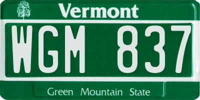 VT license plate WGM837