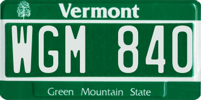 VT license plate WGM840